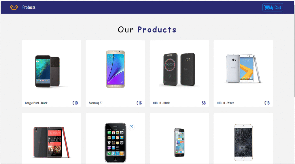 متجر إلكتروني لبيع الهواتف