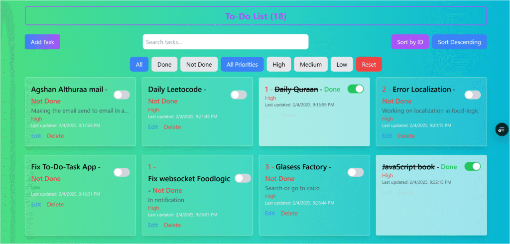 تطبيق قائمة المهام – To‑Do App